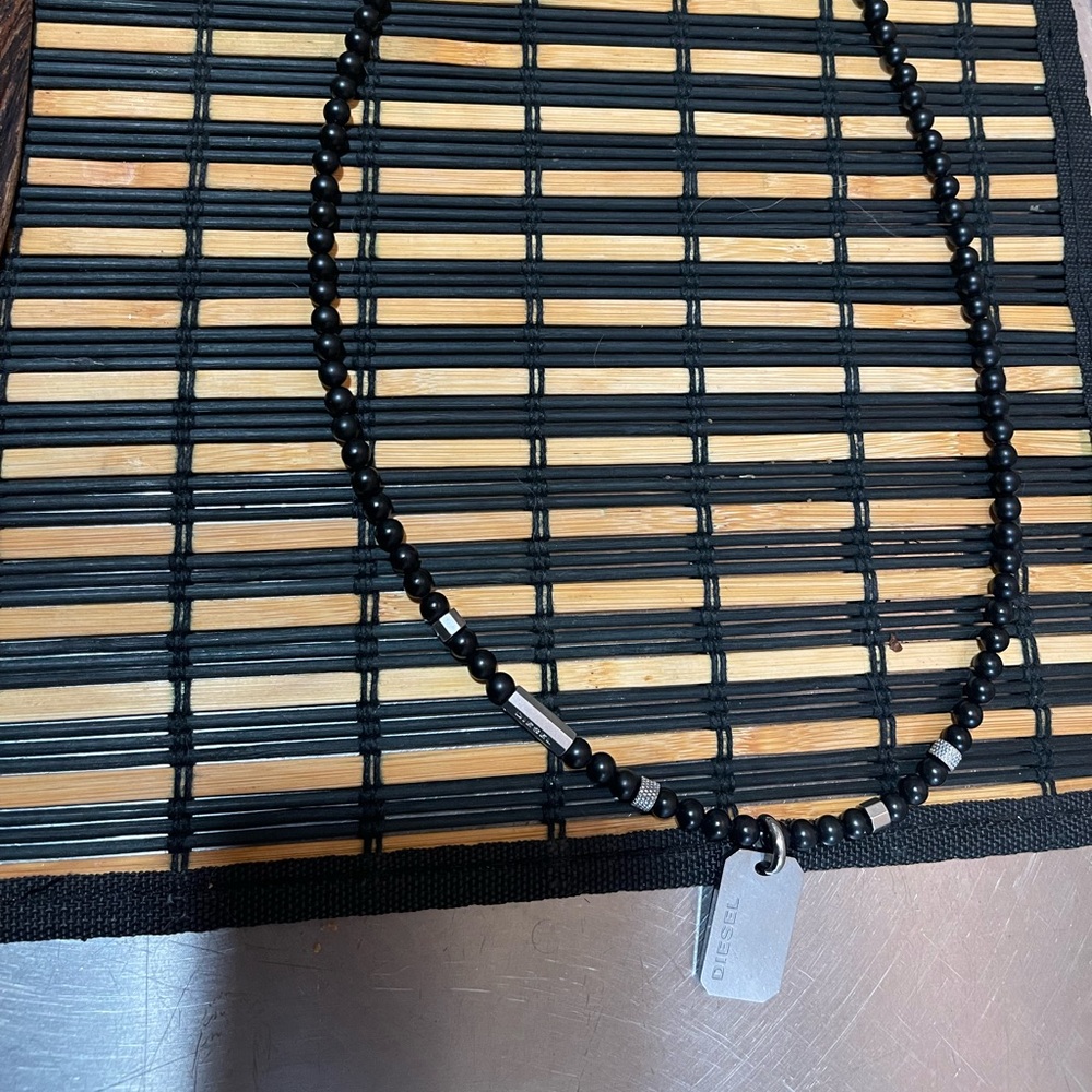 Men’s Diesel Black Bead Necklace